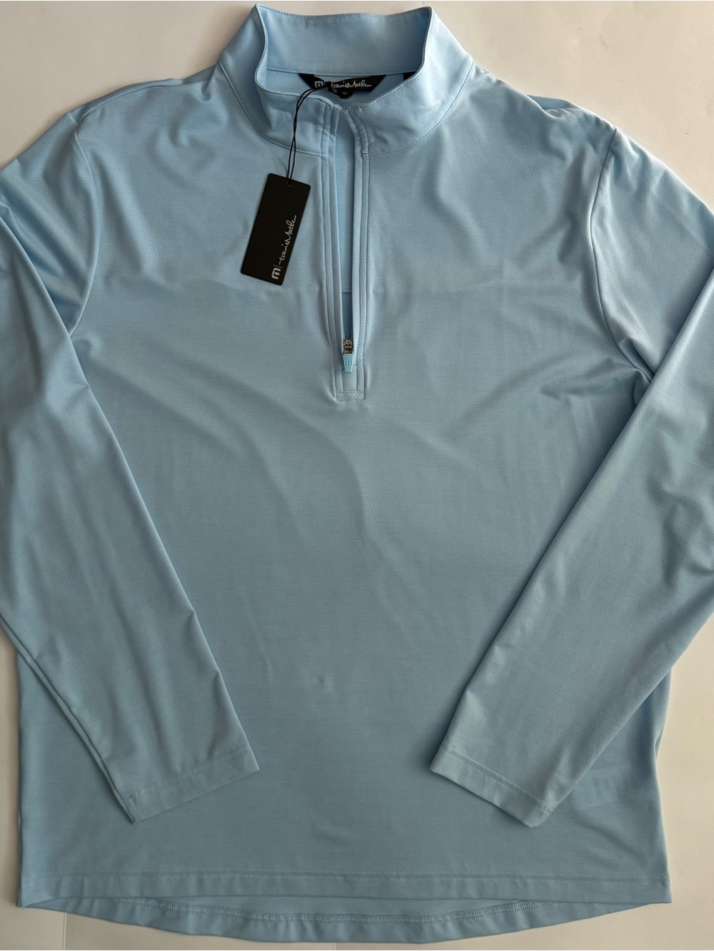 TravisMathew Onward Qtr Zip Golf Pullover Men’s M Airy Blue Heather TMA42775 NWT